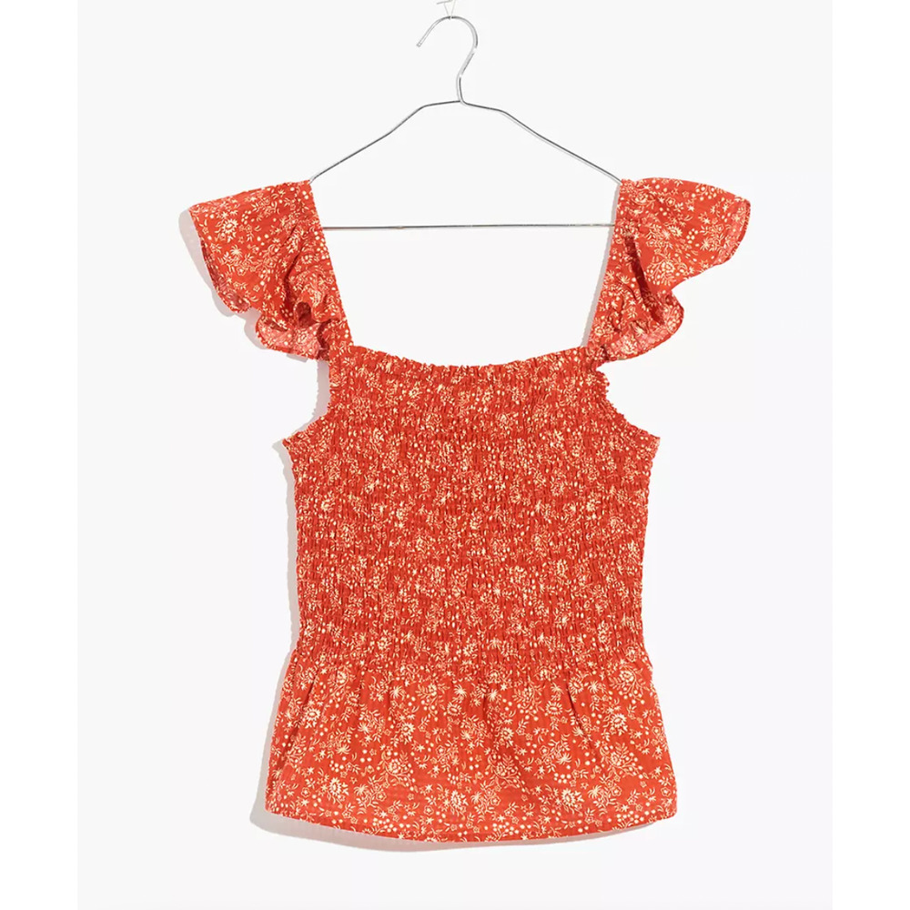 NWT Madewell Lucie Smocked Peplum Top in Piazza Floral size 12
